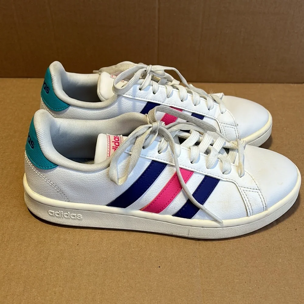 Adidas Women’s White Grand Court 'Energy Ink' Grant Court Sneakers size US 8.5 - Picture 4 of 15